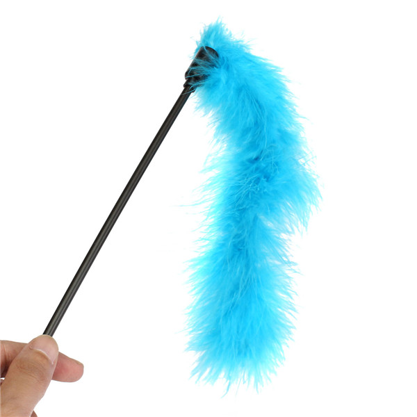 new funny kitten pet teaser turkey feather interactive fun toy wire chaser wand for cat