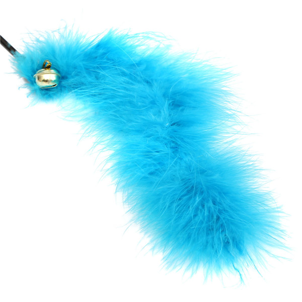new funny kitten pet teaser turkey feather interactive fun toy wire chaser wand for cat