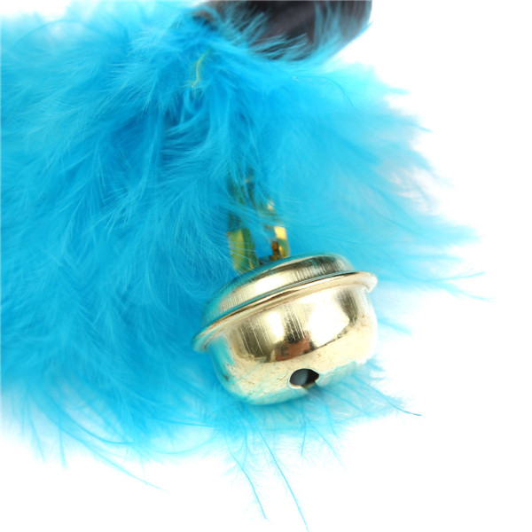 new funny kitten pet teaser turkey feather interactive fun toy wire chaser wand for cat