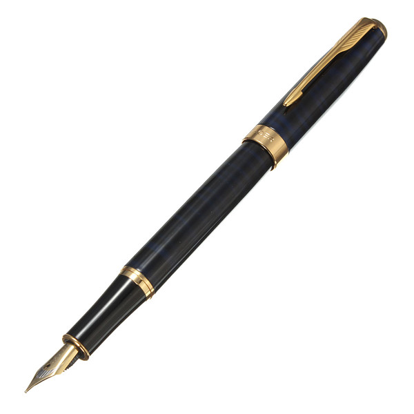 baoer 388 marble dark blue golden stainless steel fountain pen classic trim nib