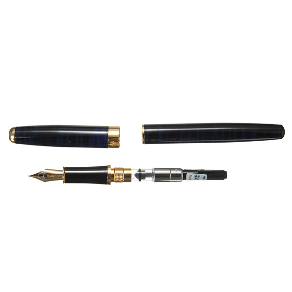 baoer 388 marble dark blue golden stainless steel fountain pen classic trim nib