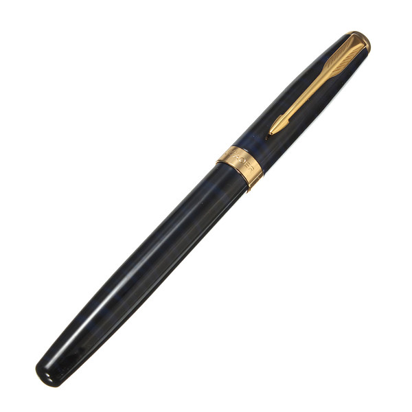 baoer 388 marble dark blue golden stainless steel fountain pen classic trim nib