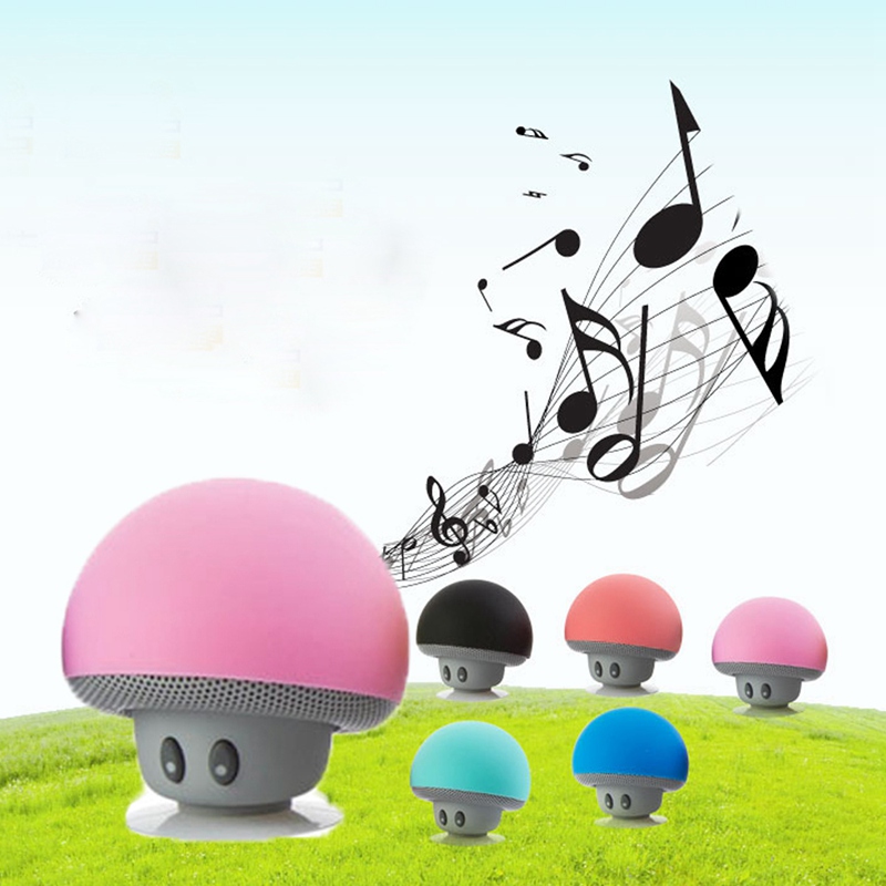 cute mini portable mushroom bluetooth v3.0 speaker hands with mic suction cup stereo subwoofer bluetooth speaker