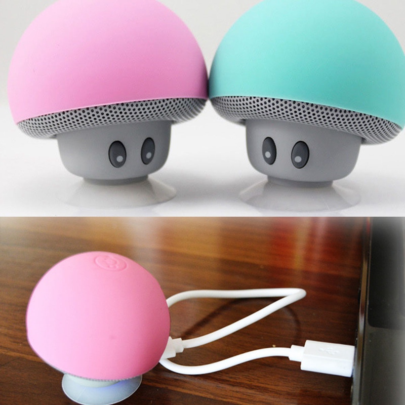 cute mini portable mushroom bluetooth v3.0 speaker hands with mic suction cup stereo subwoofer bluetooth speaker