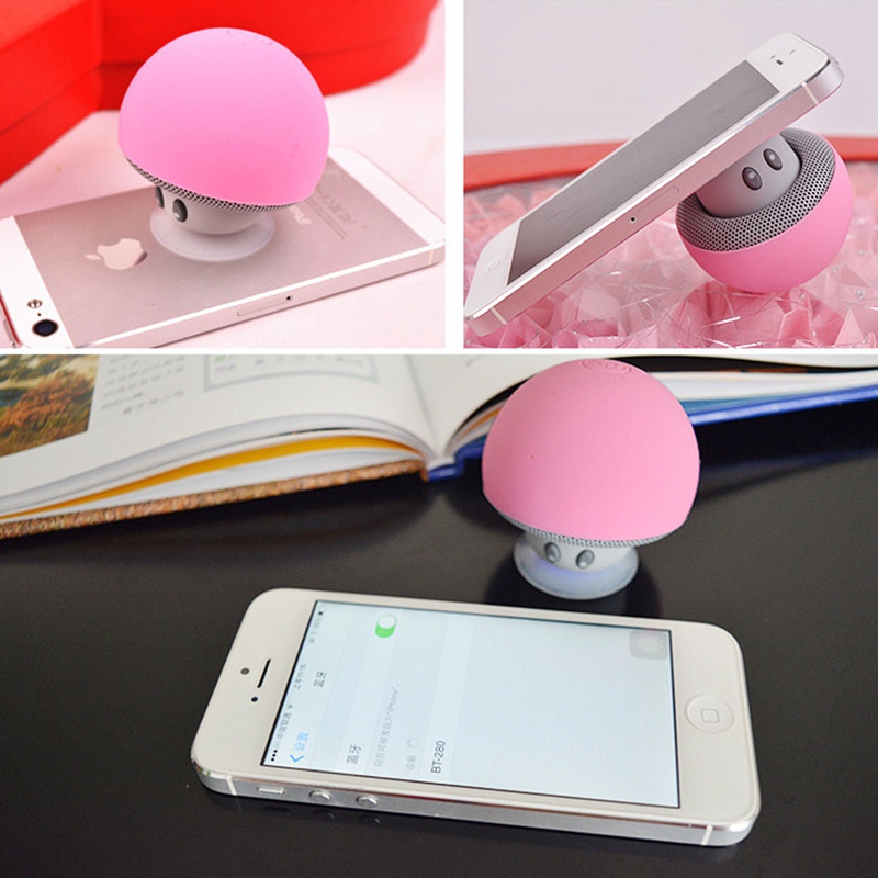 cute mini portable mushroom bluetooth v3.0 speaker hands with mic suction cup stereo subwoofer bluetooth speaker