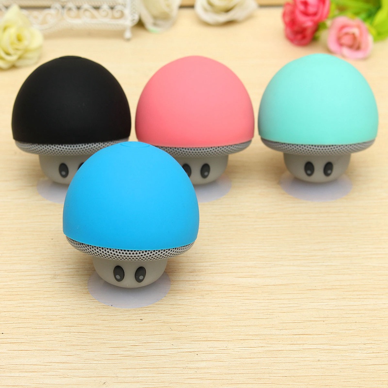 cute mini portable mushroom bluetooth v3.0 speaker hands with mic suction cup stereo subwoofer bluetooth speaker