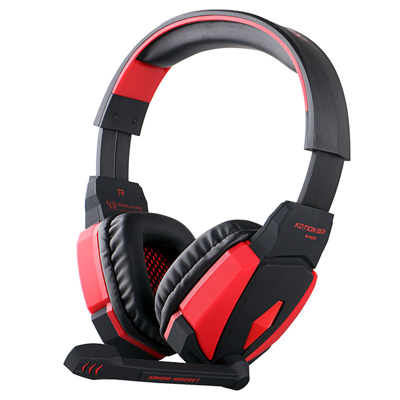 kotion each g4000 usb stereo gaming headphone headset surrounded headband with microphone volume control led light for pc game