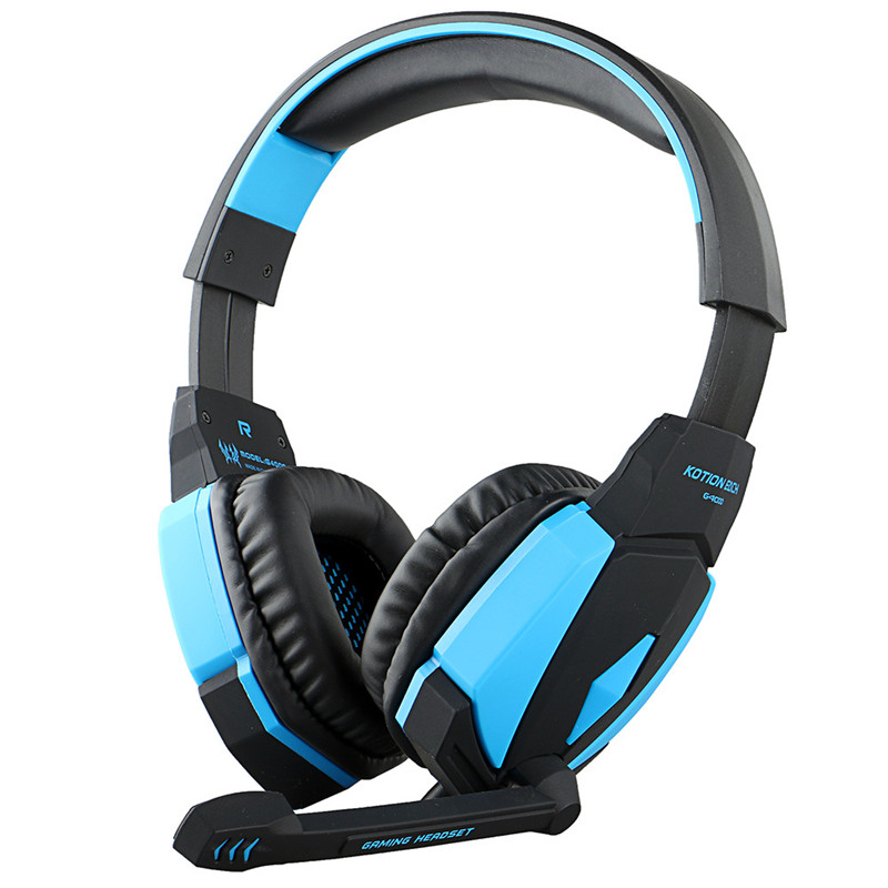kotion each g4000 usb stereo gaming headphone headset surrounded headband with microphone volume control led light for pc game