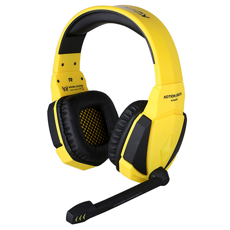 kotion each g4000 usb stereo gaming headphone headset surrounded headband with microphone volume control led light for pc game