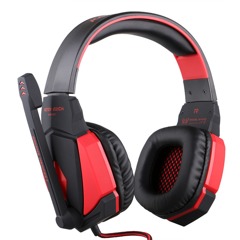 kotion each g4000 usb stereo gaming headphone headset surrounded headband with microphone volume control led light for pc game