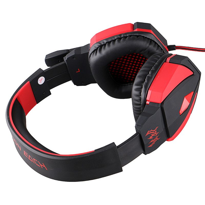 kotion each g4000 usb stereo gaming headphone headset surrounded headband with microphone volume control led light for pc game