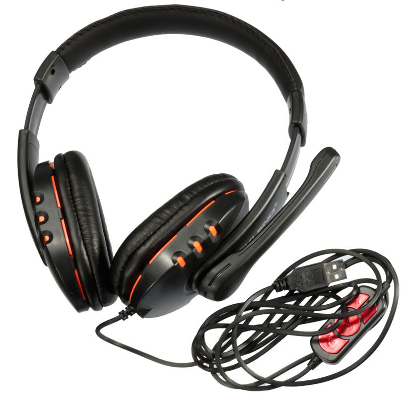 original excellent quality black usb port gaming headband pulling headset with mic for computer laptop q7