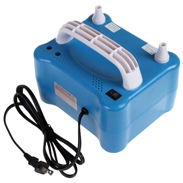 blue electric balloon inflator pump portable household inflatable balloon pump air blower with two nozzles