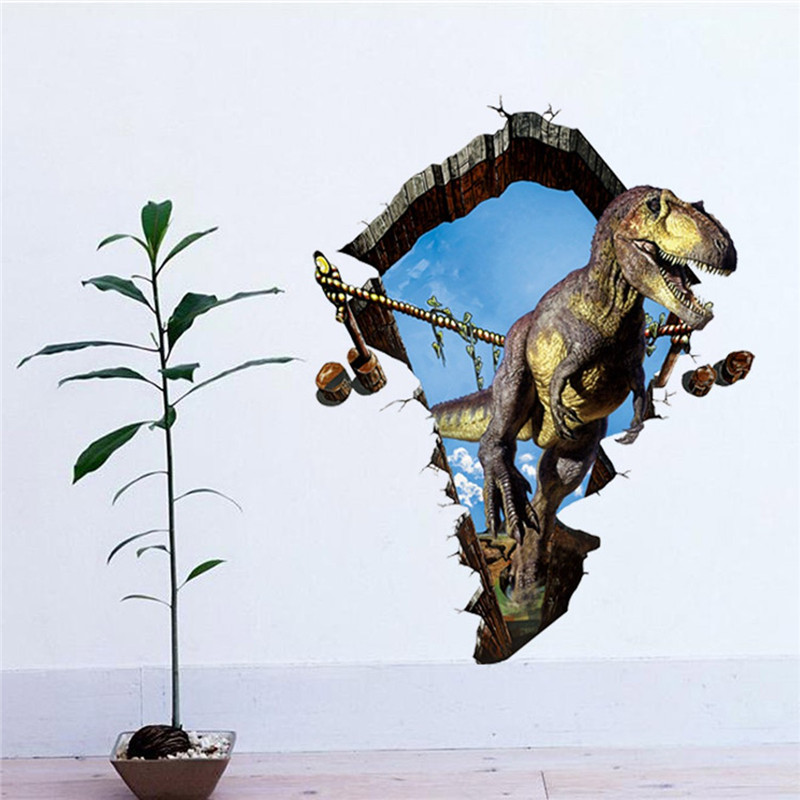 1pc fashion bedroom house background decoration decal removable diy 3d dinosaur wall sticker gift decoration kids cartoon poster