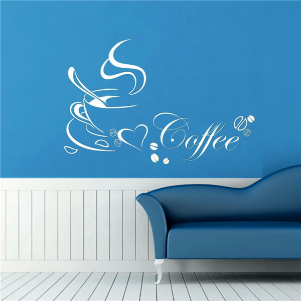 1pc removable white kitchen decor coffee cup home decals vinyl art wall sticker