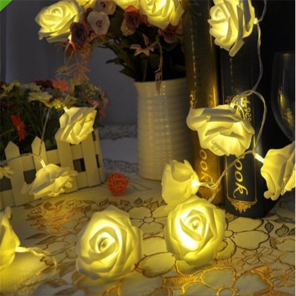 2.2m battery 20 floral fairy rose flower string lights led flash wedding garden party festival xmas decor warm white