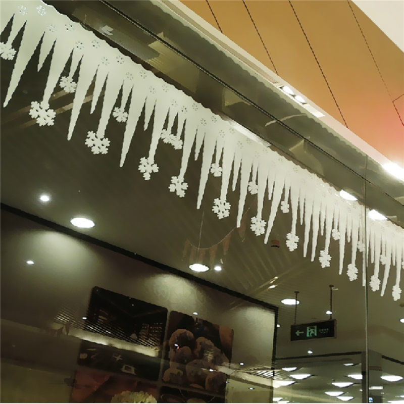 2 pcs white foam snowflake ice strips christmas xmas party wall window home decorations ornament decor 68.5x36x0.5cm