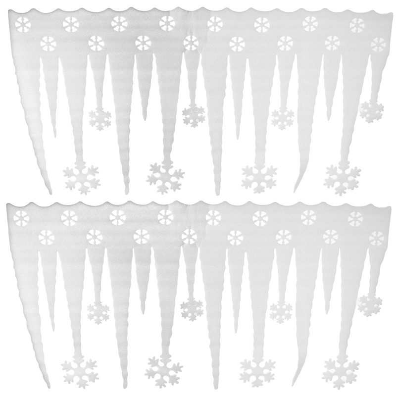 2 pcs white foam snowflake ice strips christmas xmas party wall window home decorations ornament decor 68.5x36x0.5cm