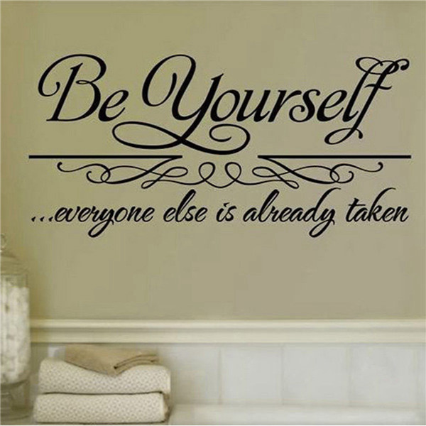 2015 new arrival be yourself quote removable vinyl wall decal art sticker home bathroom decor diy