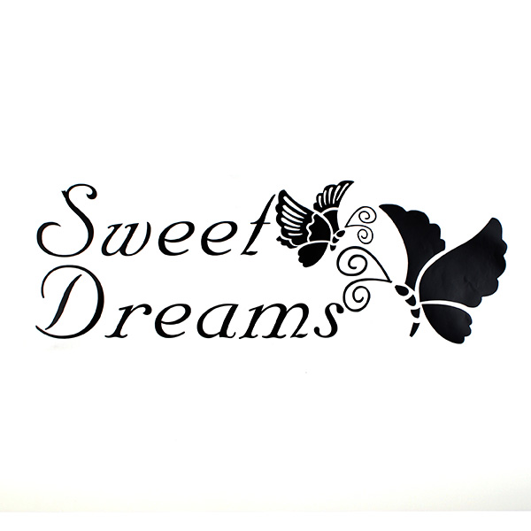 2015 new arrival fashion design sweet dreams butterfly vinyl quote wall sticker decal for home decor