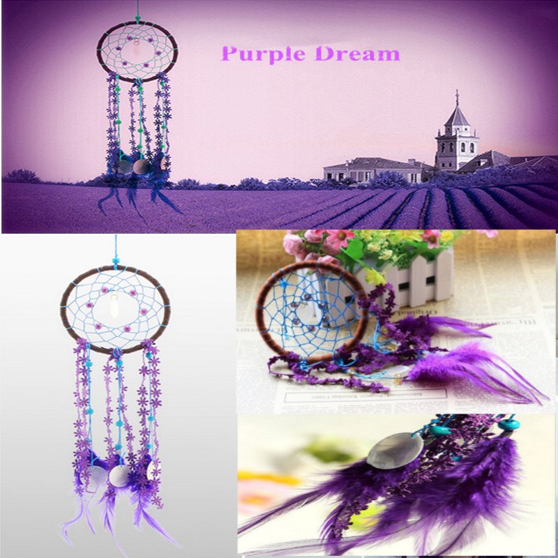 2015 new arrival vintage dream catcher feather circular wind chime wall hanging decoration car pendant ornament handmade craft