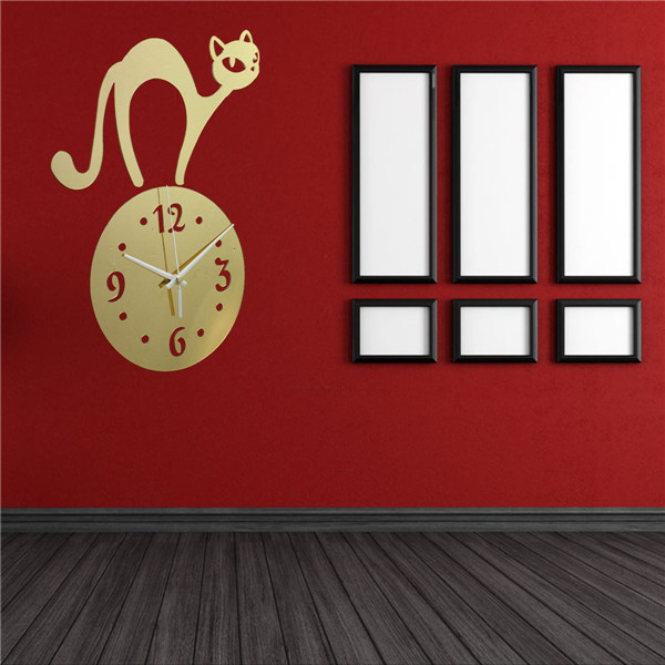 2015 new arrival watch wall clock home decoration modern diy acrylic mirror stickers quartz needle safe design decor