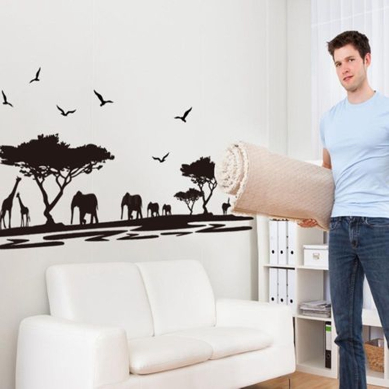 2015 new arrival waterproof african animal tree diy wallpaper wall sticker art decal mural removable 0 * 90cm home decor