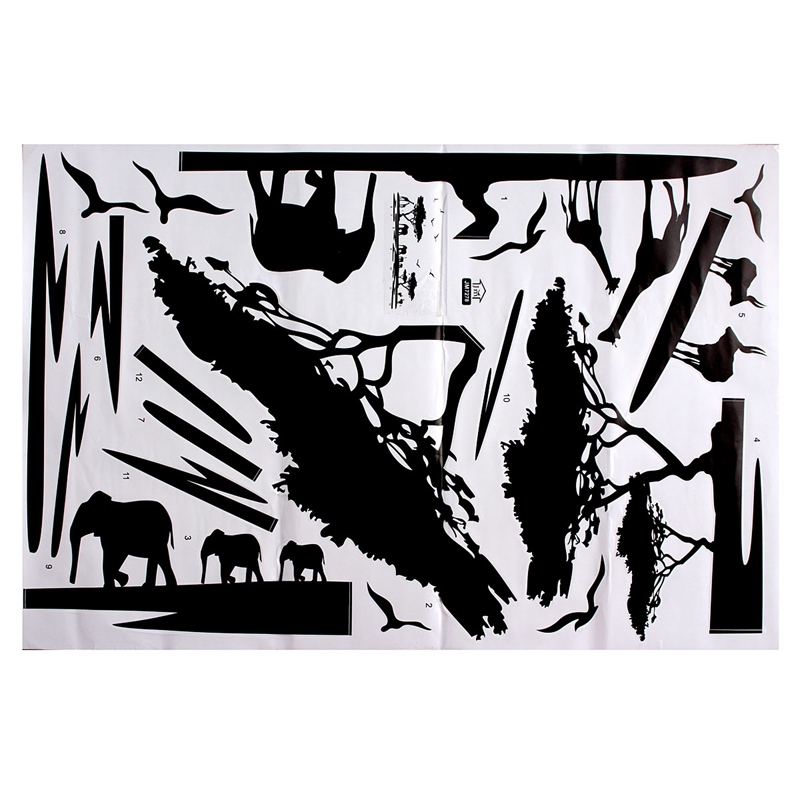 2015 new arrival waterproof african animal tree diy wallpaper wall sticker art decal mural removable 0 * 90cm home decor