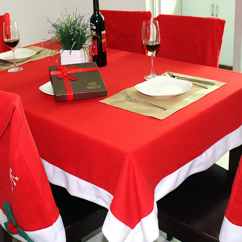 2015 new fashion stylish design 1 set santa red hat chair covers 128*184cm christmas tablecloth home decorations dinner gift