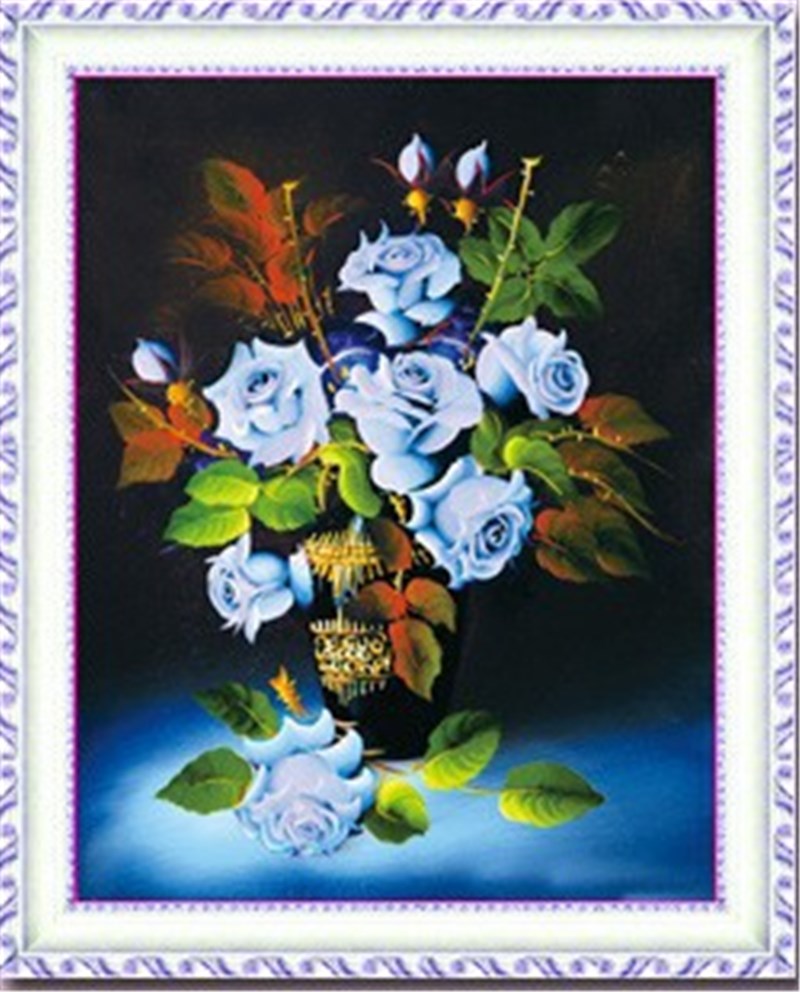 2015 newest 5d diy diamond painting cross stitch blue rose flower diamond embroidery resin round crafts wall sticker home decor