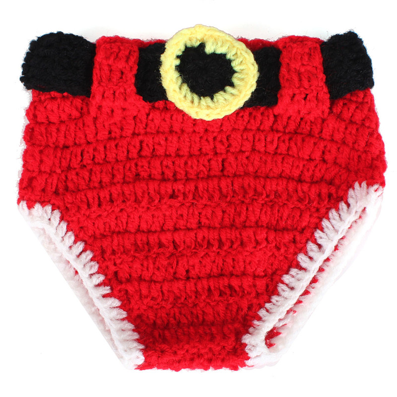 2015 newest special offer christmas xmas santa unisex knit crochet costume newborn baby hat diaper cover shoes