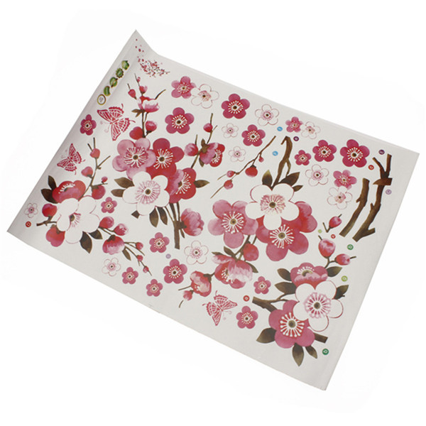 2015 romantic design beautiful diy art vinyl plum flower butterfly removable wall sticker decal home bedroom wallpaper decor