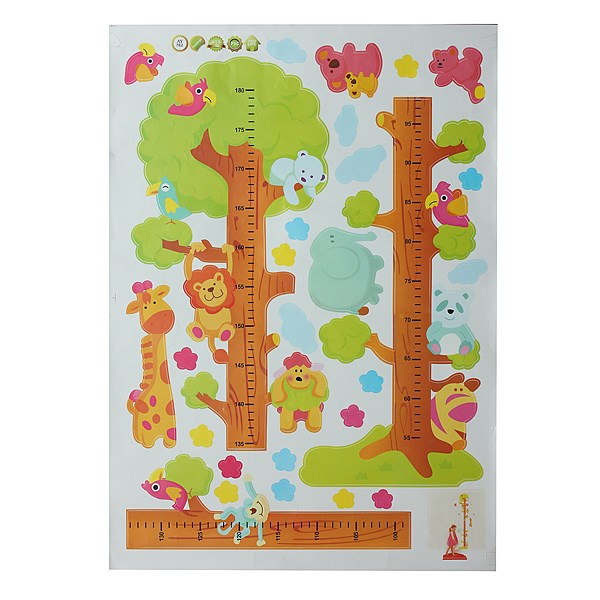 2015 special offer animals tree height chart wall stickers tree decor pvc decals stickers for kids bedroom home decor