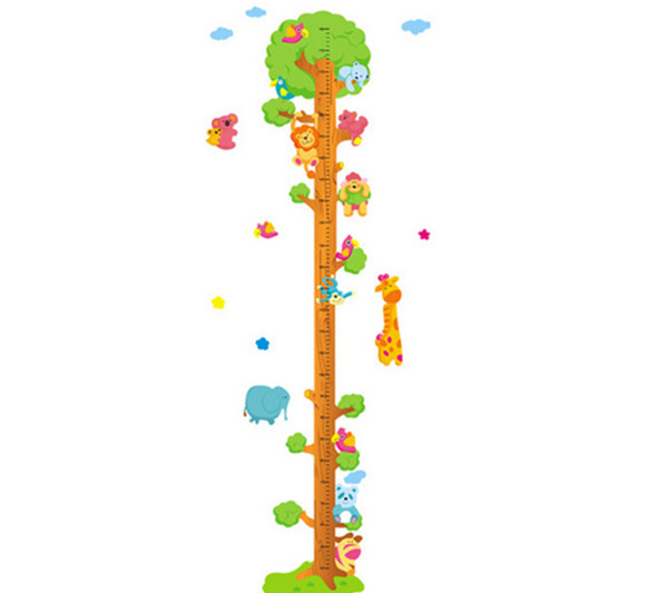 2015 special offer animals tree height chart wall stickers tree decor pvc decals stickers for kids bedroom home decor