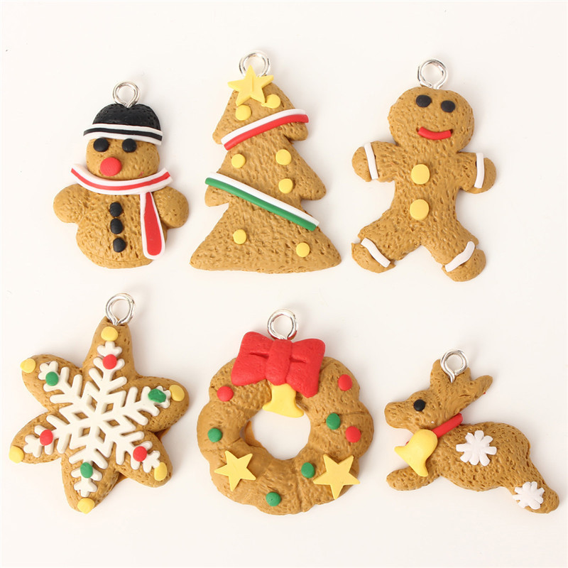 2015 special offer new stylish design 6pcs/set cute gold christmas tree keychain hanging ornament decoration gift