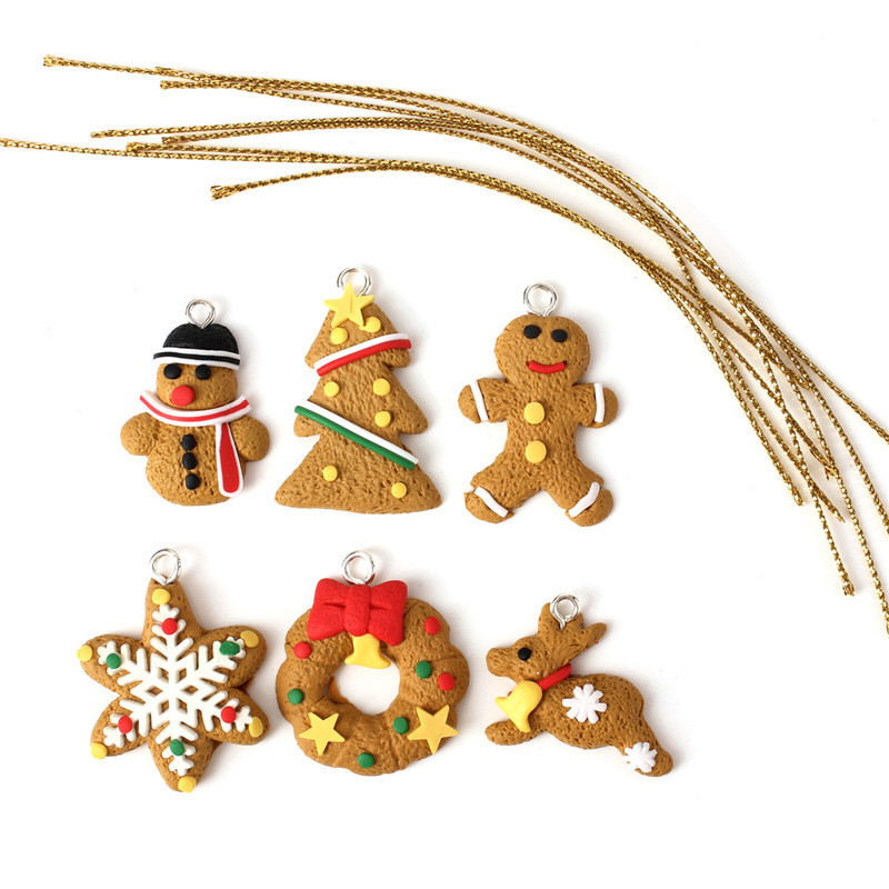 2015 special offer new stylish design 6pcs/set cute gold christmas tree keychain hanging ornament decoration gift