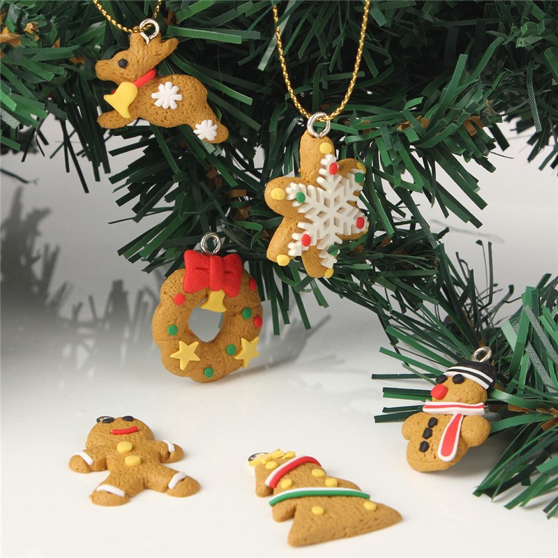 2015 special offer new stylish design 6pcs/set cute gold christmas tree keychain hanging ornament decoration gift