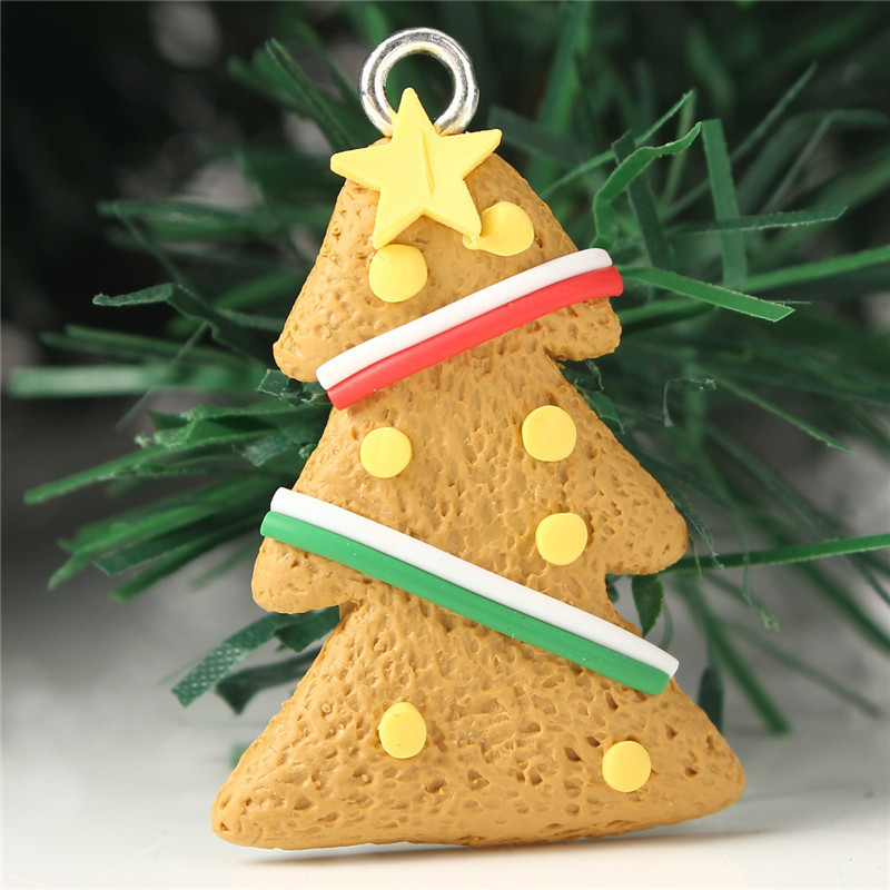 2015 special offer new stylish design 6pcs/set cute gold christmas tree keychain hanging ornament decoration gift