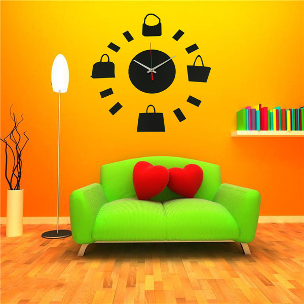 2015 watch wall clock home decoration modern diy acrylic mirror stickers quartz needle new safe design