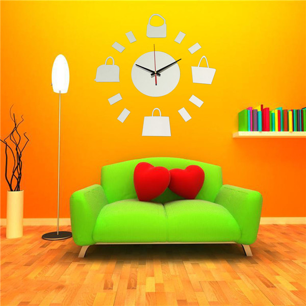 2015 watch wall clock home decoration modern diy acrylic mirror stickers quartz needle new safe design