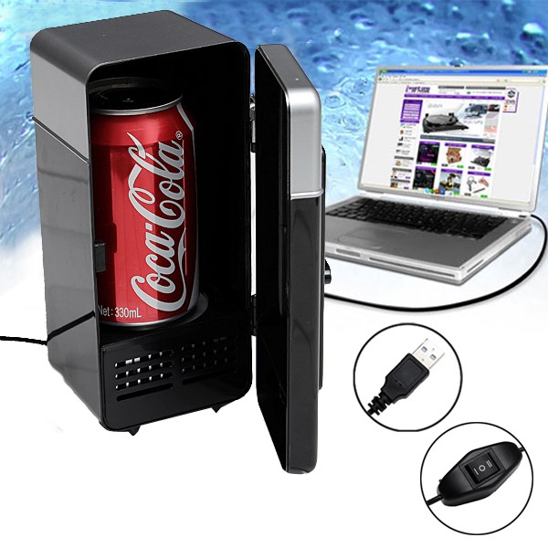2015special offer selling 2 colors red and black mini usb protable led pc fridge refrigerator drink cans food cooler warmer