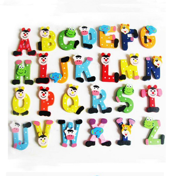 26pcs wooden alphabet fridge magnet educational study toy wood letters alphabet learning fridge magnet for children kids