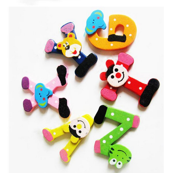 26pcs wooden alphabet fridge magnet educational study toy wood letters alphabet learning fridge magnet for children kids