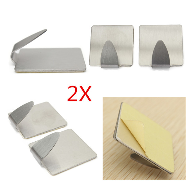 2pcs/lot newest home kitchen wall door self adhesive stainless steel stick holder hook hanger