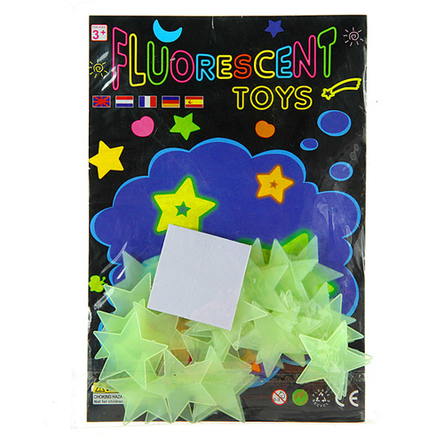 35pcs/pack stars home decor color glow in the dark luminous fluorescent plastic wall decoration for kid home for decoratinging