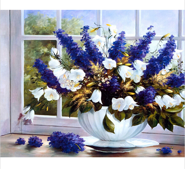 3d diy round diamond rhinestone painting 5d cross stitch kit needlework diamond embroidered mosaic lavender flower