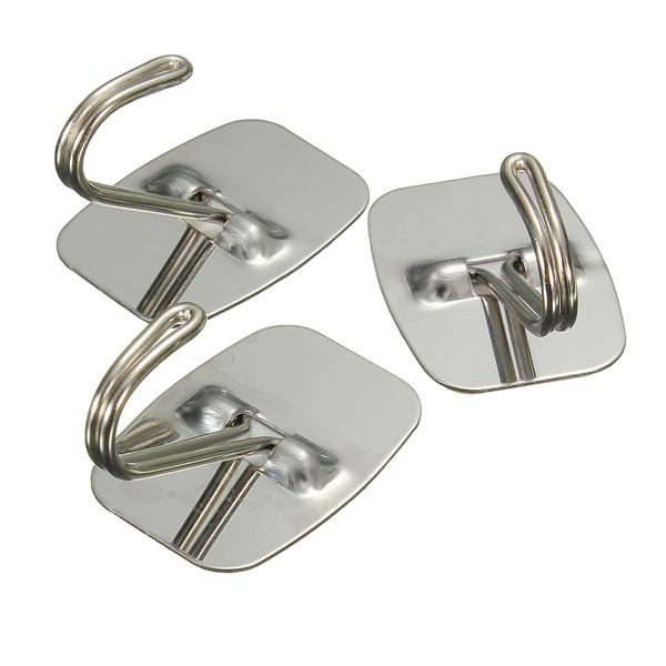 3pcs/lot !! home kitchen wall door self adhesive stainless steel stick holder hanger hook