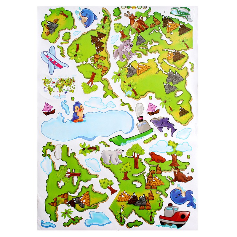 animal green world map wall decal removable sticker home decor kids room nursery art paster decorations pvc diy mural