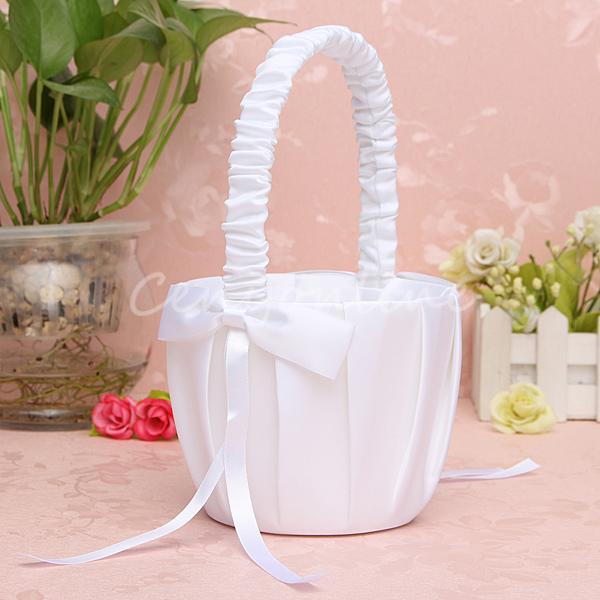 beautiful design elegant wedding party ceremony white bowknot satin ribbon flower girl basket candy decoration celebration beautiful design elegant wedding party ceremony white bowknot satin ribbon flower girl basket candy decoration celebration