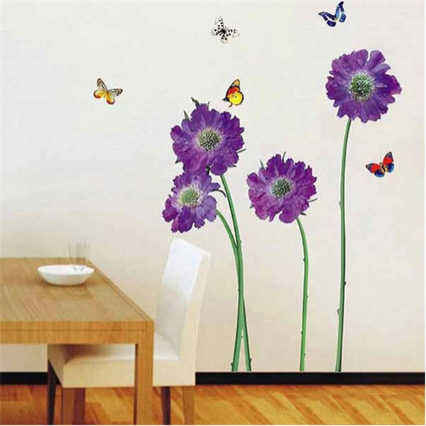 beautiful design purple flower butterfly paster wonderful home decor removable wall sticker living room,bedroom beautiful design purple flower butterfly paster wonderful home decor removable wall sticker living room,bedroom